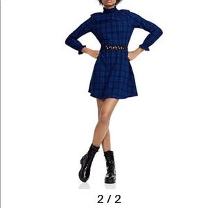 NWOT Maje Rivine Blue Plaid Fit & Flare flannel dress size 1